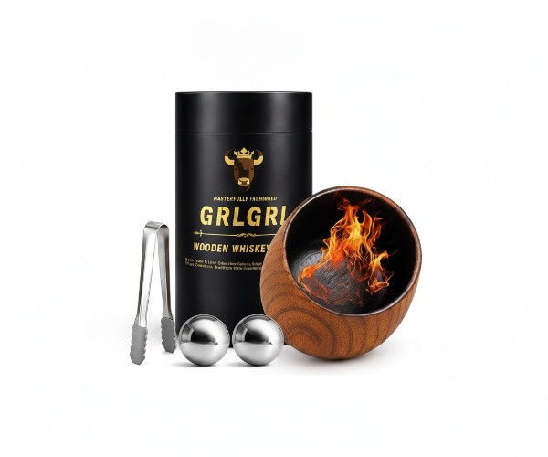 Vaso de madera quemada para whisky