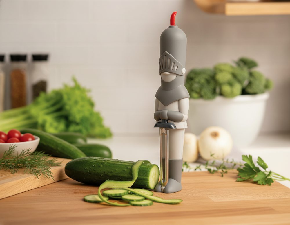 Caballero pelador de verduras