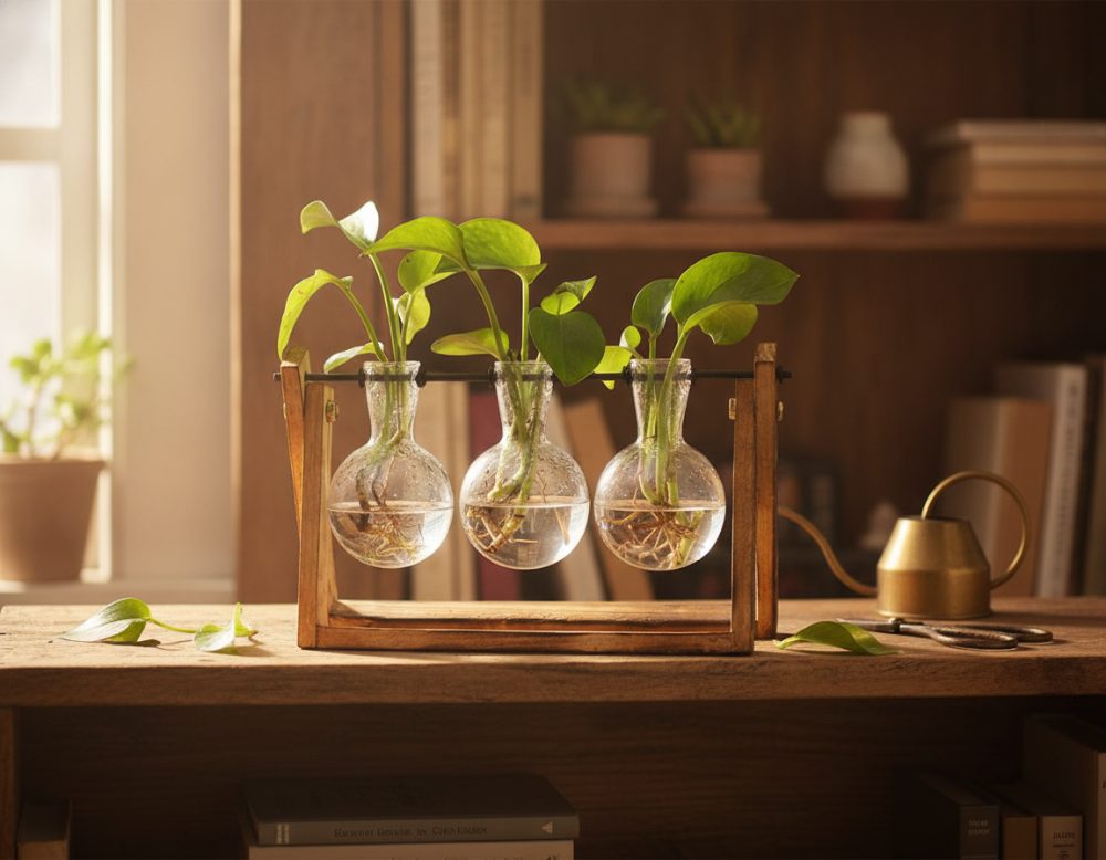 Terrario de propagación con base de madera