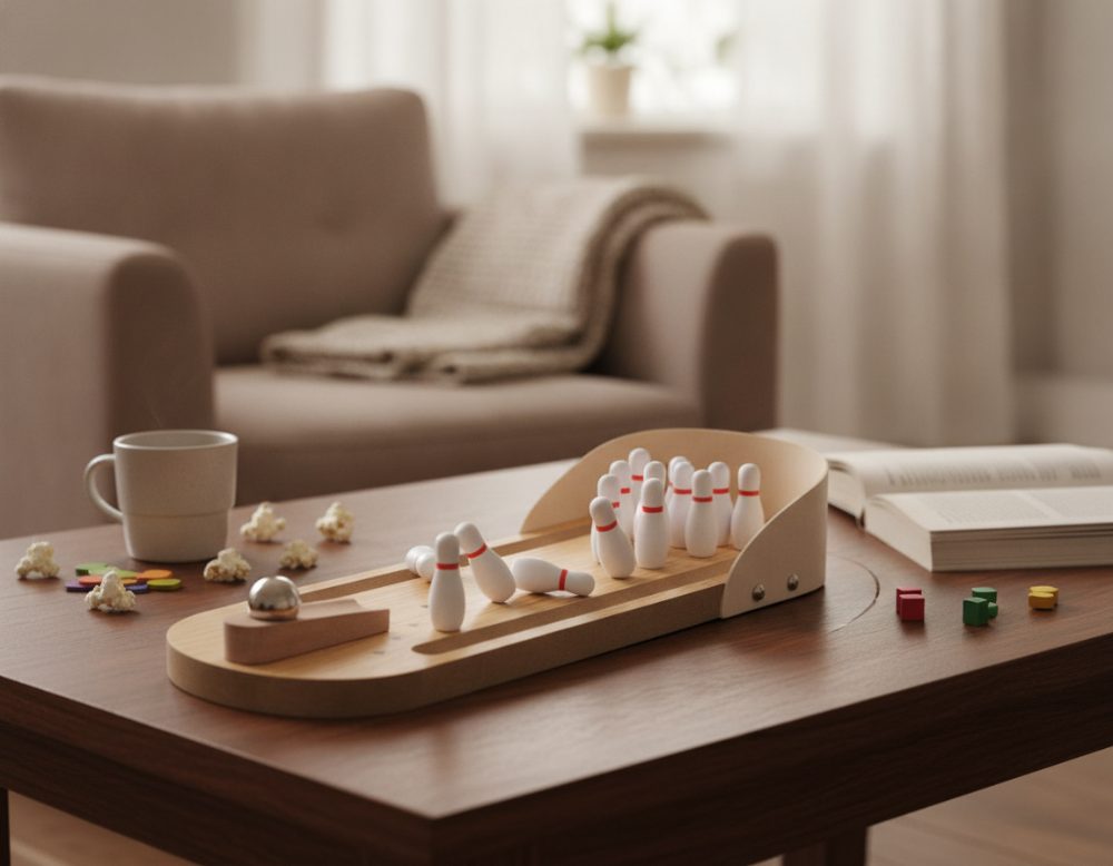 Mini boliche de madera para la mesa