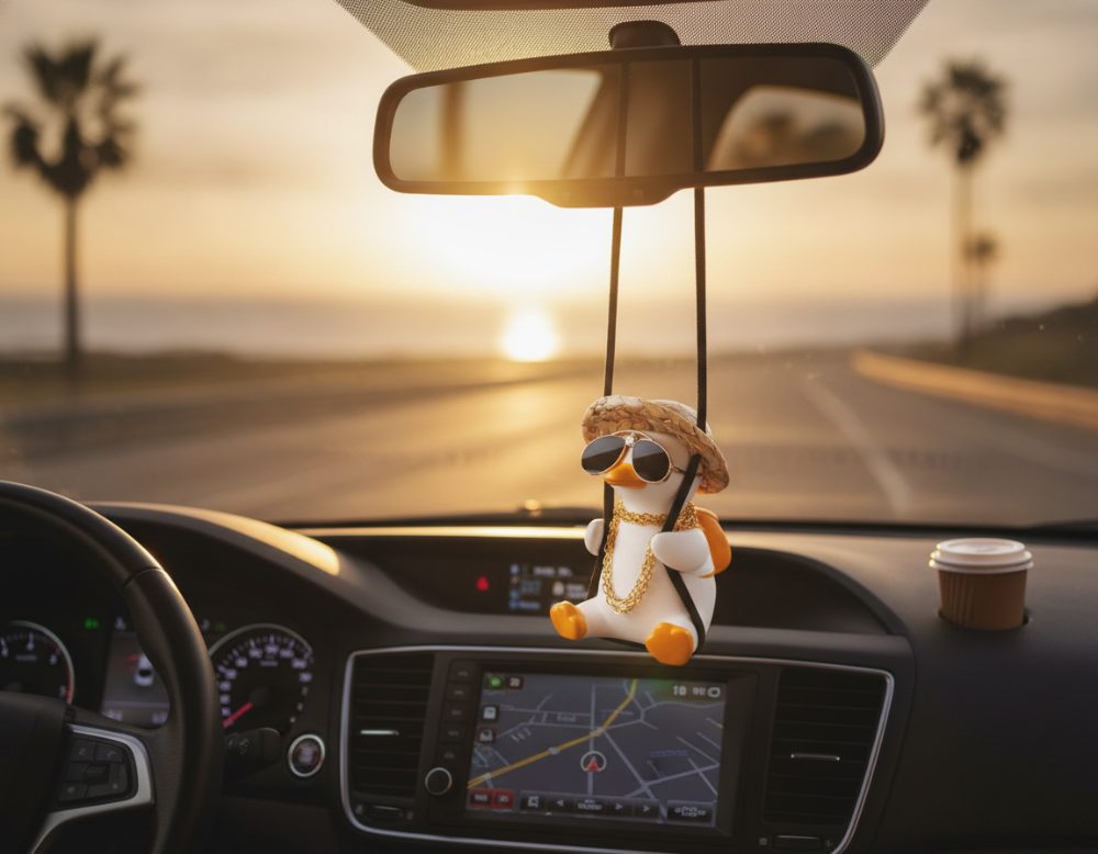 El patito columpista del retrovisor